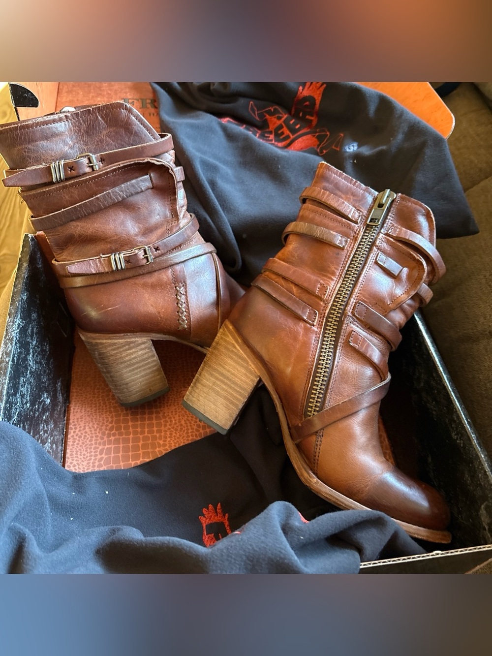 Freebird by Steven Baker Boots Women's Size 8 Cognac Leather Western Cowgirl